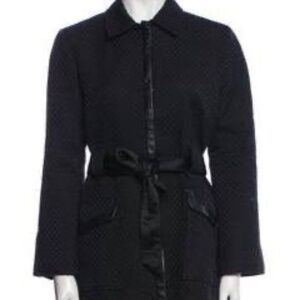 Alice + Olivia | Leather Trim Belted Trench Coat | Black | M/6